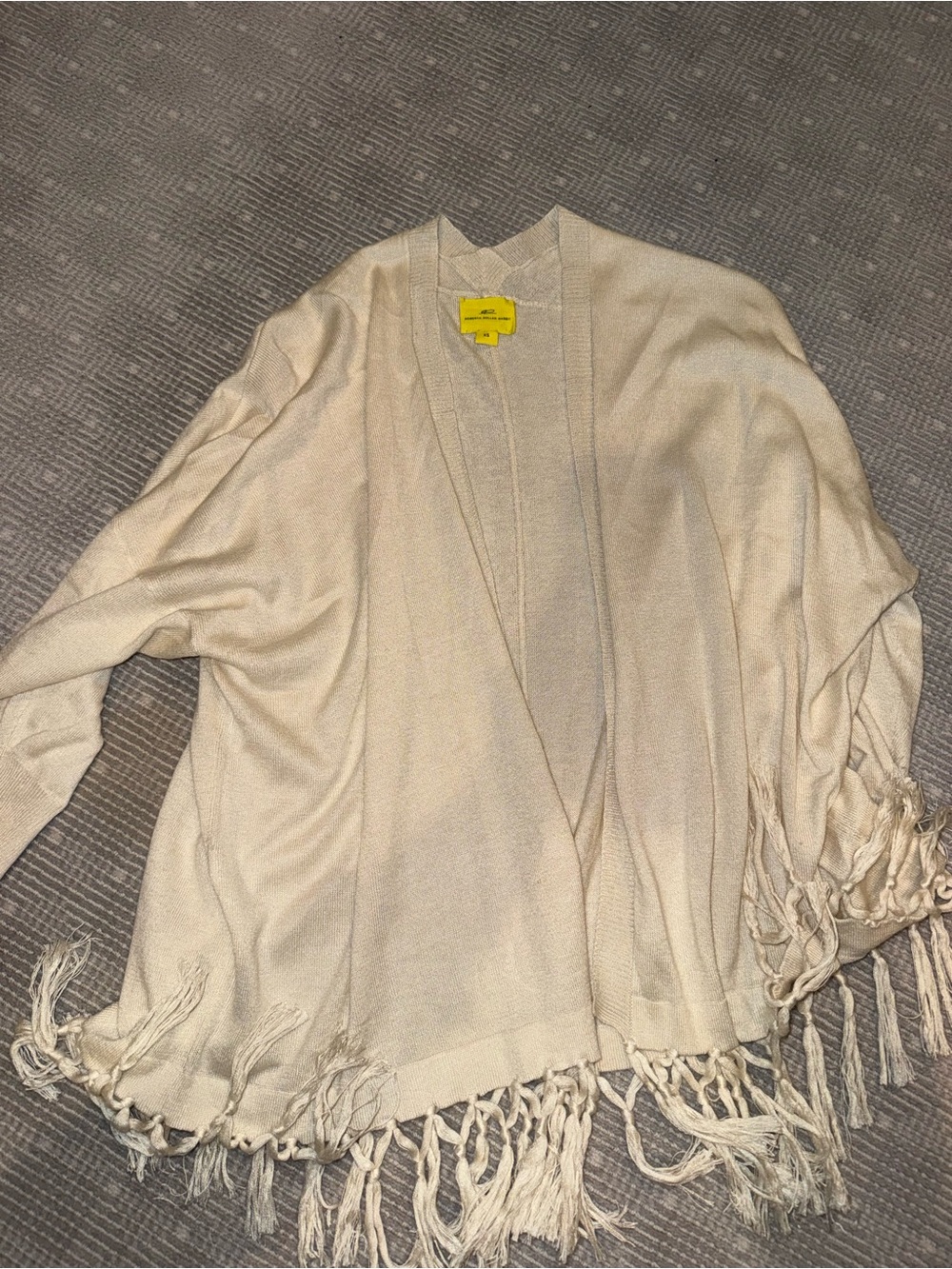 Roberta Roller Rabbit Cream Fringe Open-Front Poncho